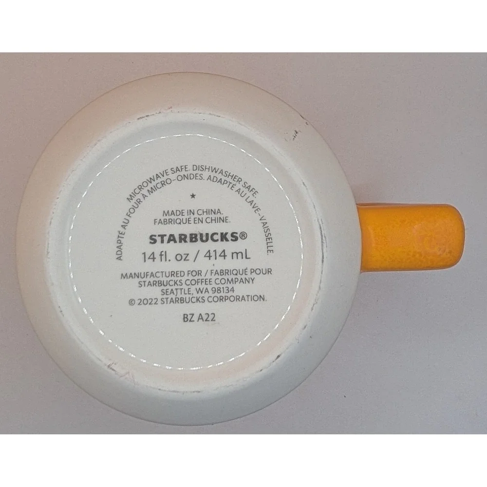 Starbucks Orange White Ceramic Coffee Tea Mug Cup 14oz 2022